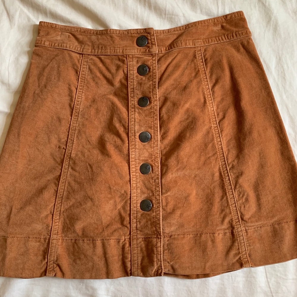Madewell orange rust button skirt